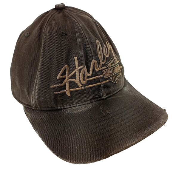 vtg Harley Davidson snap back hat well worn, licensed RKS Products black or grey - Picture 1 of 14